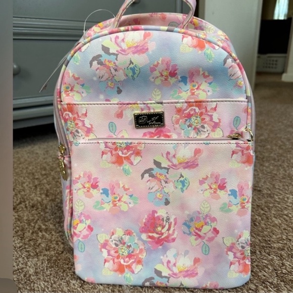 Betsey Johnson “CHARLI” Pink Floral Backpack with Zippered Pouch - NWT - Picture 2 of 6